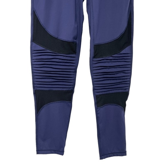All Access Bandier Navy Blue High Rise Mesh Moto 7/8 Tights Leggings Women Large - Picture 5 of 10
